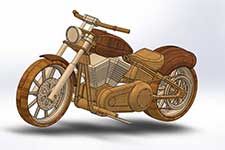 Image of Wooden Motorcycle Detail
