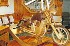 Image of Wood Motorcycle Rocker Detail