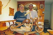 Image of Wood Motorcycle Rocker Detail
